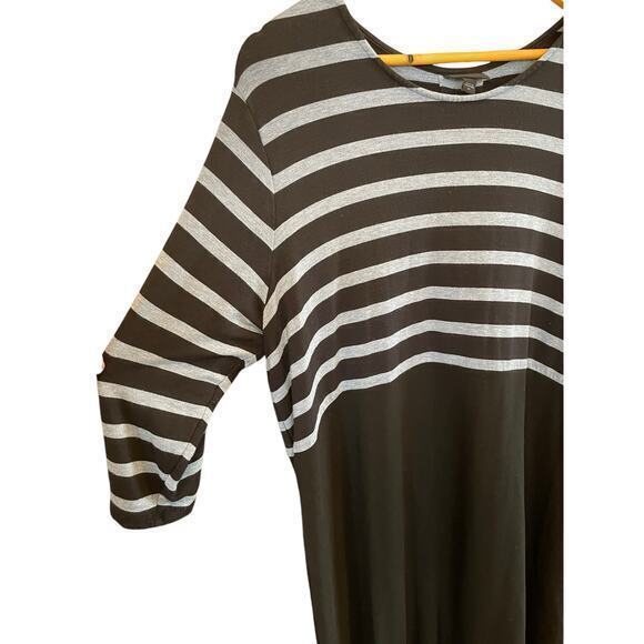 J. Jill Wearever Collection Black Stripe Box Pleated Dress Fleece Lined XL - Picture 6 of 10